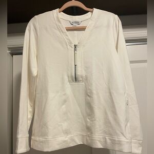 NWT. Athleta White. Long Sleeve Top Size Small with Half- Zipper